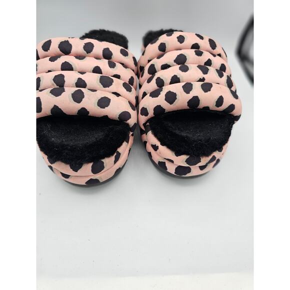 UGG Womens Maxi Slide Cheetah Print Pink Scallop With Faux Fur Size 10 - Picture 2 of 4